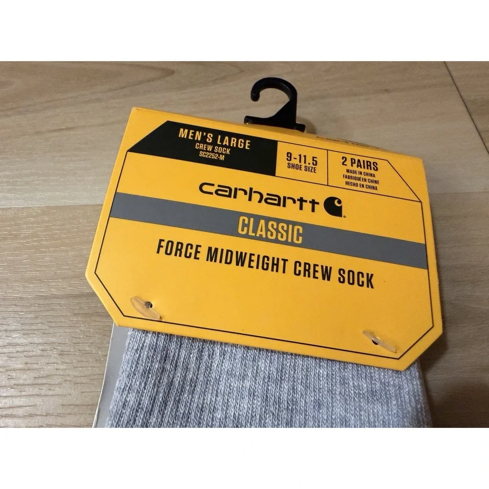 Carhartt Socks Mens L Gray Crew Mid Calf Force Midweight 1 Pair Only NWT
